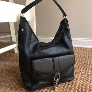 Rebecca Minkoff Large Hudson Moto Elegant Black Leather Hobo Bag